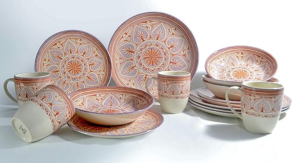 Creatable, 22435, Majolica red Series, Combination Service 16 Pieces, Stoneware