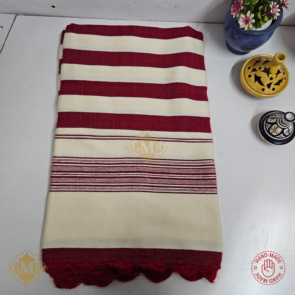Blanket Mendil handwoven textile – Red or Green Striped