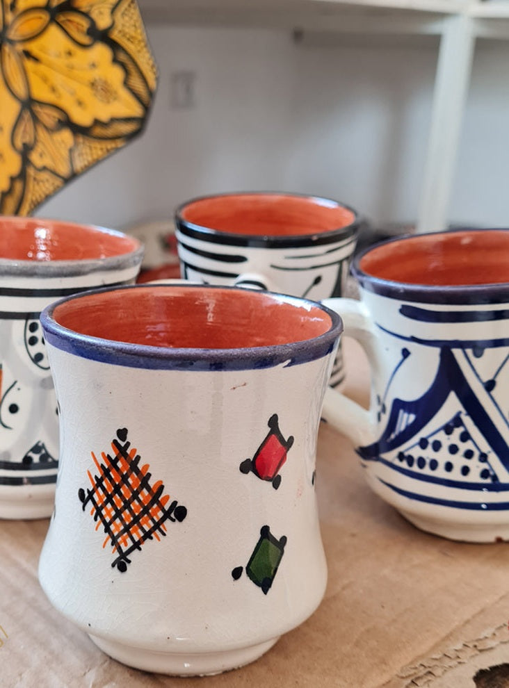 Vintage Moroccan Fassi Ceramics Mugs – Lot 2 Mugs