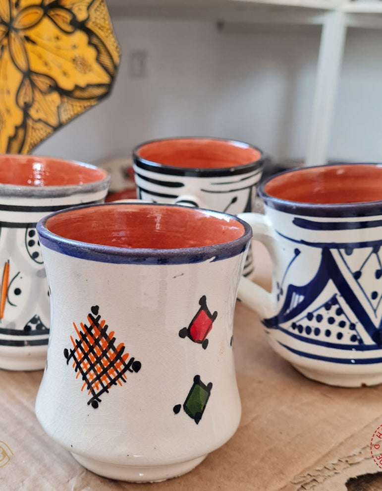 Vintage Moroccan Fassi Ceramics Mugs – Lot 2 Mugs