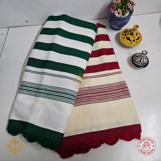 Blanket Mendil handwoven textile – Red or Green Striped
